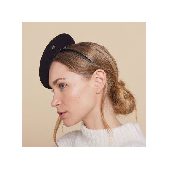 Elegant Black Wool Fascinator - Heritage by Laulhère Elegant Black Wool Fascinator - Heritage by Laulhère