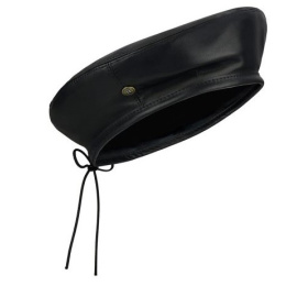 Black Leather Pechade Beret - Laulhère