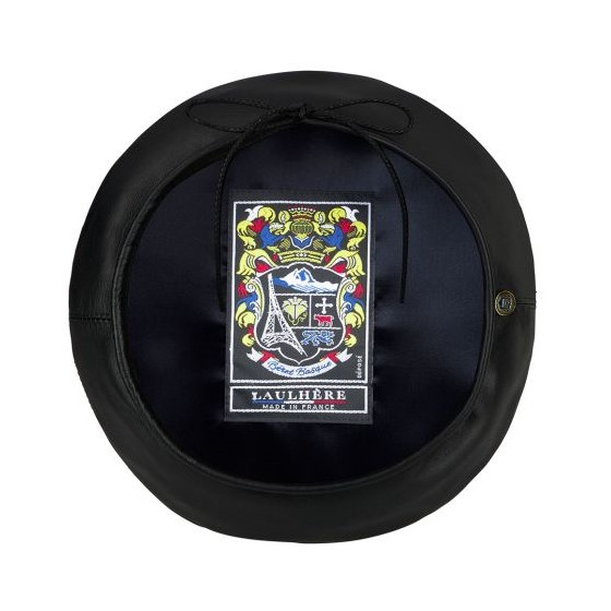 Black Leather Pechade Beret - Laulhère
