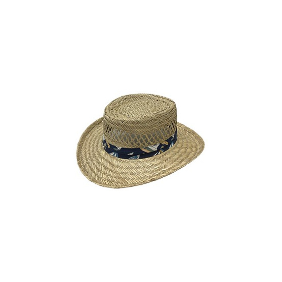 Natural Straw Mulligan Leaf Gambler Hat - Traclet