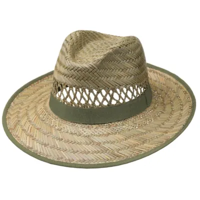 Chapeau Fedora Noé Jardin Paille Olive - Traclet