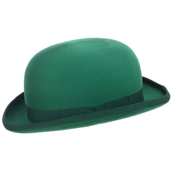 Emerald Green Wool Felt Bowler Hat - Traclet