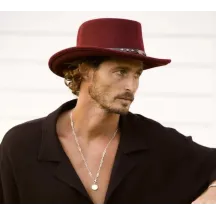 Burgundy Wool Felt Gambler Hat - Traclet Reference: 19083 | Traclet Hat Shop