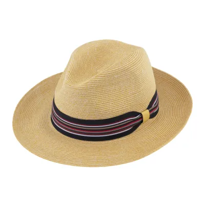 Chapeau en papier Fedora uni rayé ripcord