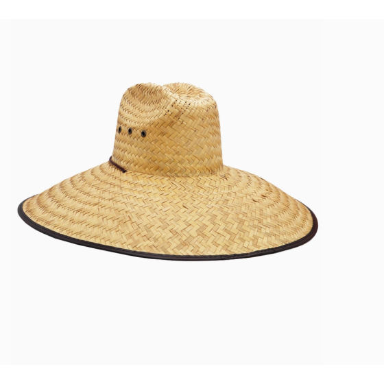 Chapeau de sauveteur en paille extra large avec garniture en cuir végétalien