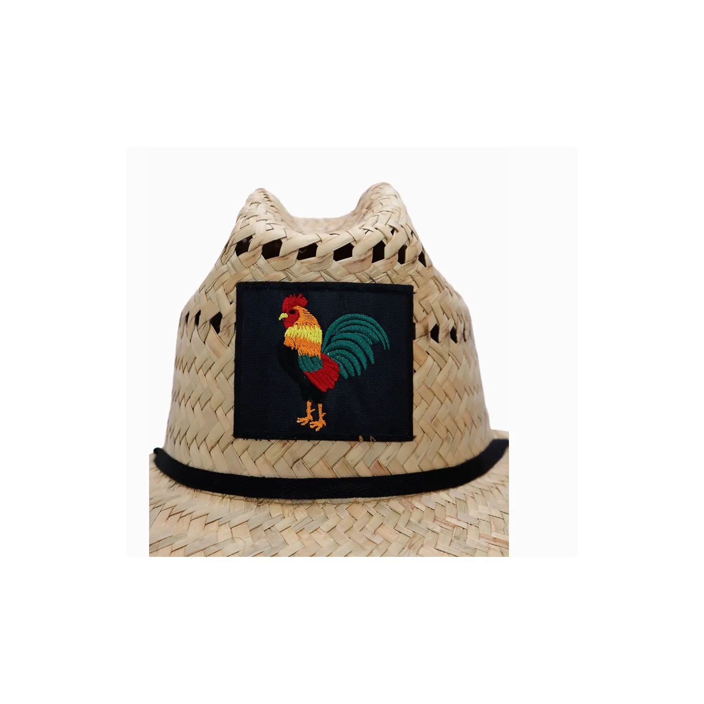 Chapeau de sauveteur Rooster Coq en paille naturelle à large bord en forme de dôme