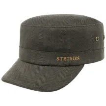 Stetson Khaki Cotton Herringbone Army Cap Reference: 20491| Traclet Hat Shop