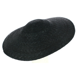 Large black straw wide-brimmed hat
