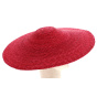 Large red straw wide-brimmed hat