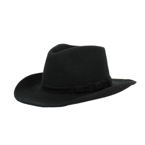 Black wool felt dundee hat