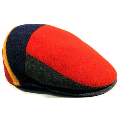 Velvo Patchwork Multicolor Wool Flat Cap - Traclet