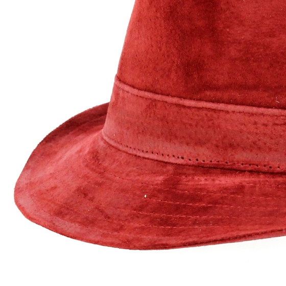 Chapeau trilby cuir rouge