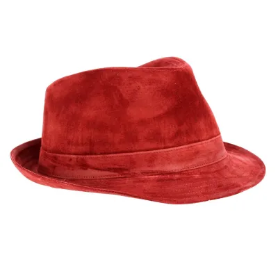 Chapeau trilby cuir rouge