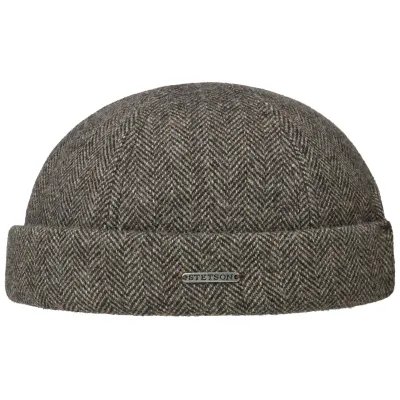 Bonnet Docker Laine Herringbone Beige & Marron - Stetson