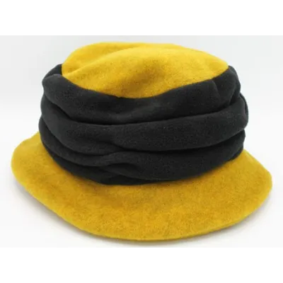 Women's Tavira Fleece Hat Black & Mustard - Traclet Reference: 20606| Traclet Hat Shop