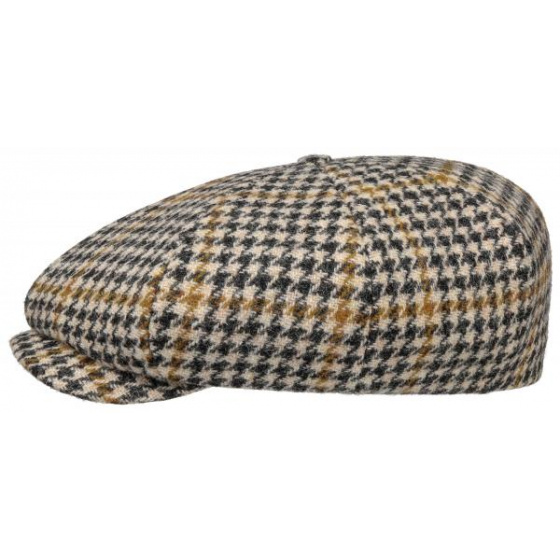 Casquette Irlandaise  Houndstooth Harris Tweed Beige - Stetson