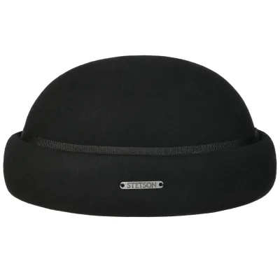 Black Wool Baltimore Docker Beanie - Stetson Reference: 20644| Traclet Hat Shop