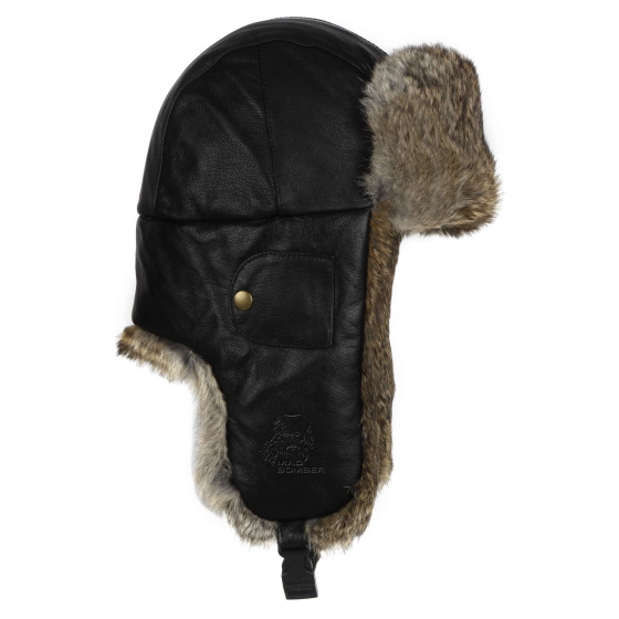 Chapka Fairbanks Cuir Noire - Mad Bomber