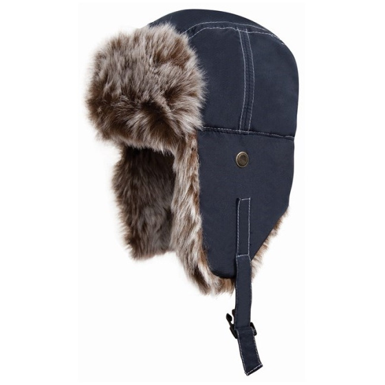 Navy Sherpa Faux Fur Ushanka - Traclet