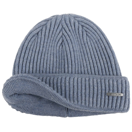 Parkman Knit Sky Blue Wool Beanie - Stetson