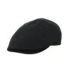 Black Houndstooth Wool Daffy Flat Cap - Traclet Reference: 17182