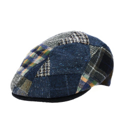 Blue Daffy flat cap patchwork