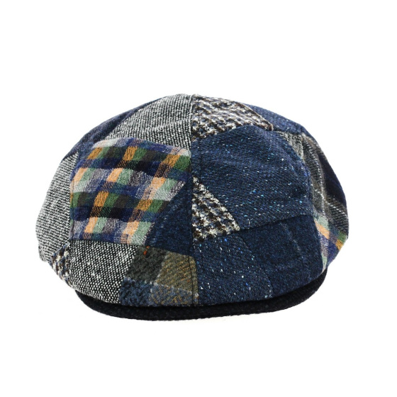 Blue Daffy flat cap patchwork