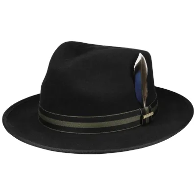 Stetson Greenwich Black Wool Felt Fedora Hat Reference: 20790 | Traclet Hat Shop