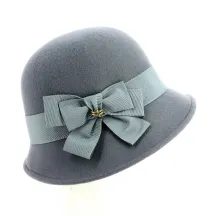 Maithe Sky Blue Wool Felt Cloche Hat - Traclet Reference: 18663 | Traclet Hat Shop