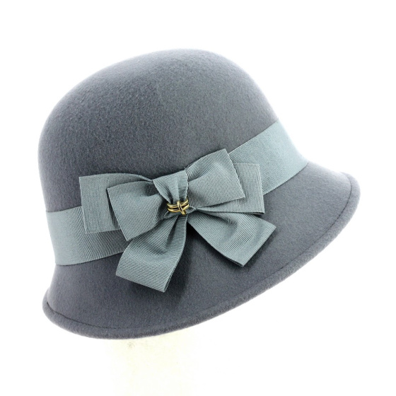 Maithe Sky Blue Wool Felt Cloche Hat - Traclet