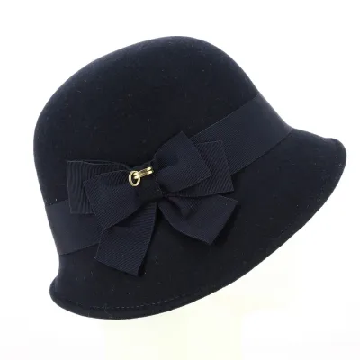 Navy Wool Felt Maithe Cloche Hat - Traclet Reference: 7738 | Traclet Hat Shop