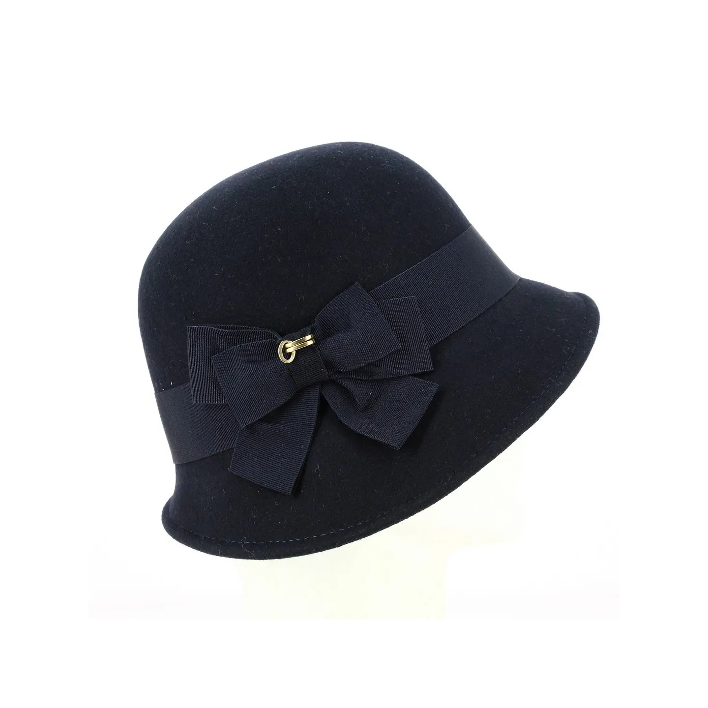 Navy Wool Felt Maithe Cloche Hat - Traclet Reference: 7738 | Traclet Hat Shop