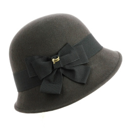 Grey Wool Felt Maithe Cloche Hat - Traclet