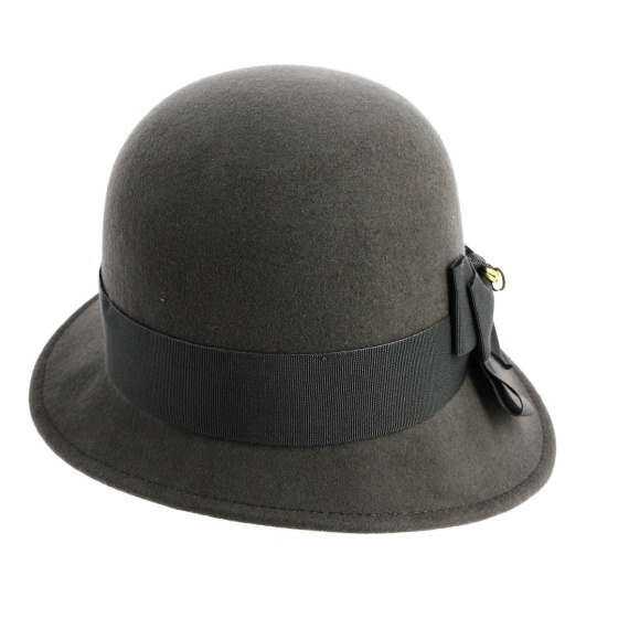 Maithe Grey Wool Felt Cloche Hat - Traclet
