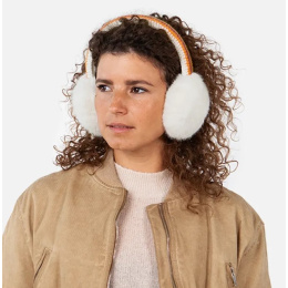 Foldable Earmuffs with Beige Crochet Band - Barts
