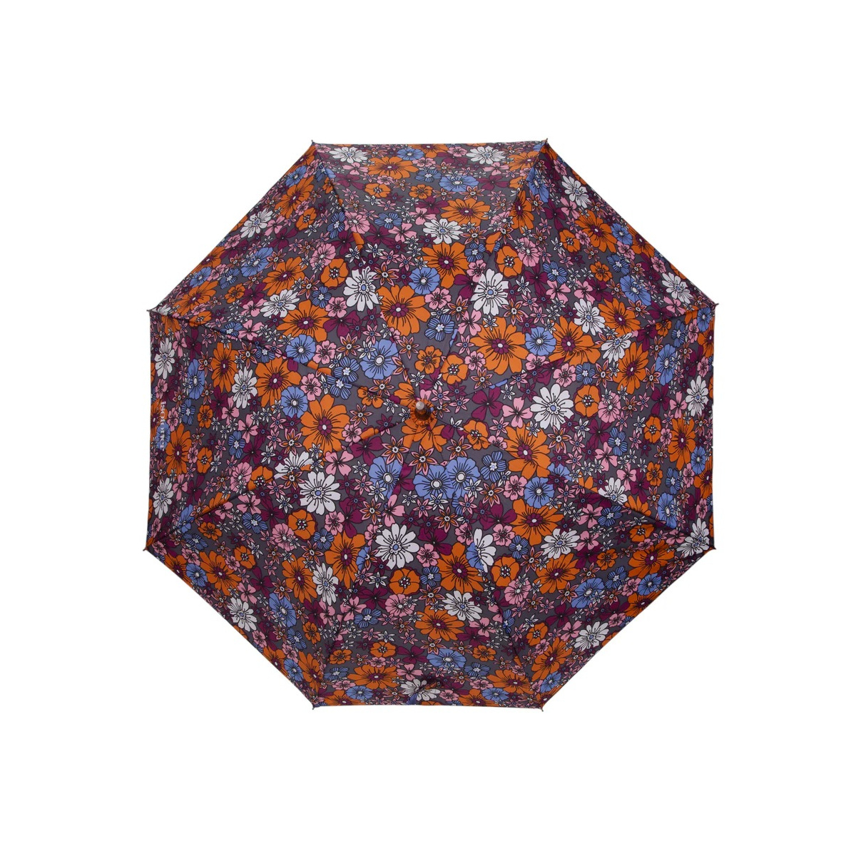 Umbrella Cane Seventies Flowers Automatic Opening Isotoner