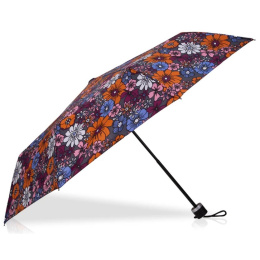 3-Section Umbrella with Seventies Floral Print, Manual Opening - Isotoner