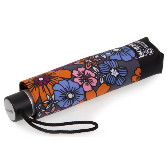 3-Section Umbrella with Seventies Floral Print, Manual Opening - Isotoner