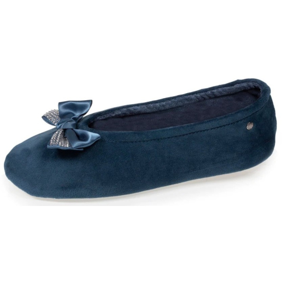 Chaussons Ballerines Femme Nœud Strass Bleu Canard - Isotoner Chaussons Ballerines Femme Nœud Strass Bleu Canard - Isotoner