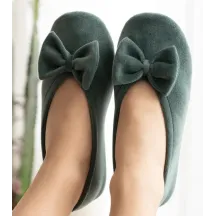 Chaussons Ballerines Femme Nœud Sauge - Isotoner