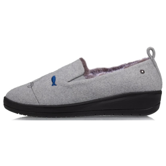 Ballerines Slippers Chat Semelle EVERYWEAR™ Gris Chiné - Isotoner