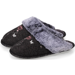 Women's Felt Mule Slippers with Pattern - Isotoner
