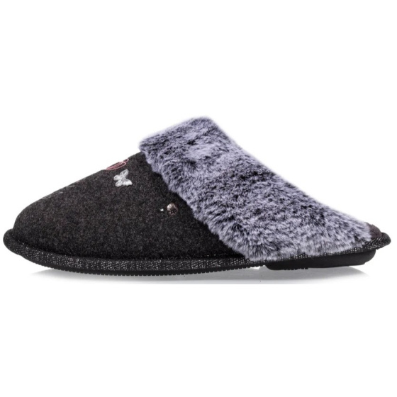 Chaussons Mules Femme Feutrine Dessin Femme - Isotoner Chaussons Mules Femme Feutrine Dessin Femme - Isotoner