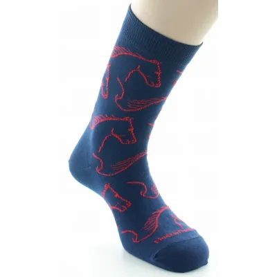 Chaussettes Cheval Coton Marine Made in France - Dagobert