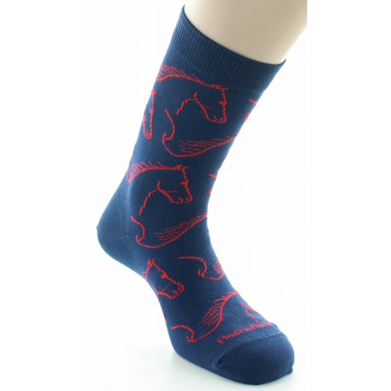 Reversible Horse Socks Navy & Gear Made in France - Dagobert