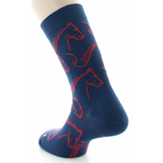 Reversible Horse Socks Navy & Gear Made in France - Dagobert