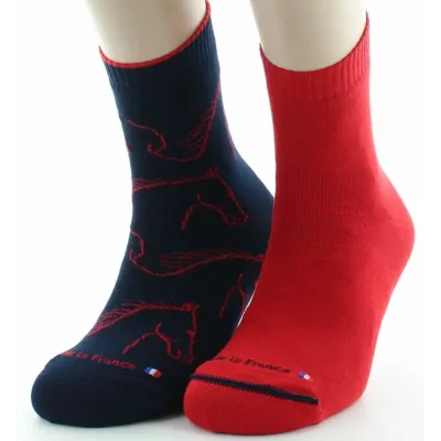 Chaussettes Cheval Réversibles Marine & Rouage Made in France - Dagobert  Reference : 20856| Chapellerie Traclet