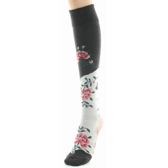 Chaussettes Femme Hautes Peignée Fleurs Made in France - Berthe