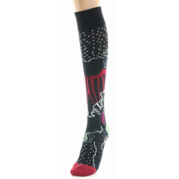 Women's Combed High Socks with Fish Pattern Made in France - Berthe
