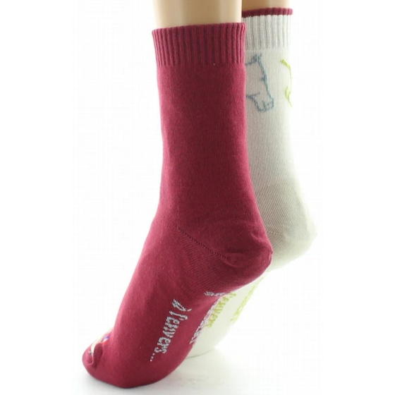 Reversible Horse Socks Ecru & Burgundy Made in France - Dagobert Reversible Horse Socks Ecru & Burgundy Made in France - Dagobert
